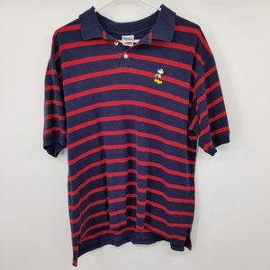 Vintage‎ The Disney Store Red and Blue Striped Polo Shirt Size XL